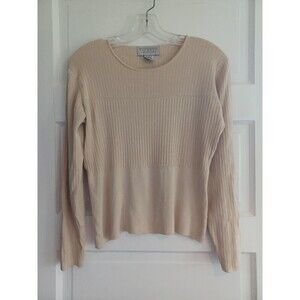 SOLDalbots vintage silk crewneck pullover sweater M tan ribbed classic quiet lux